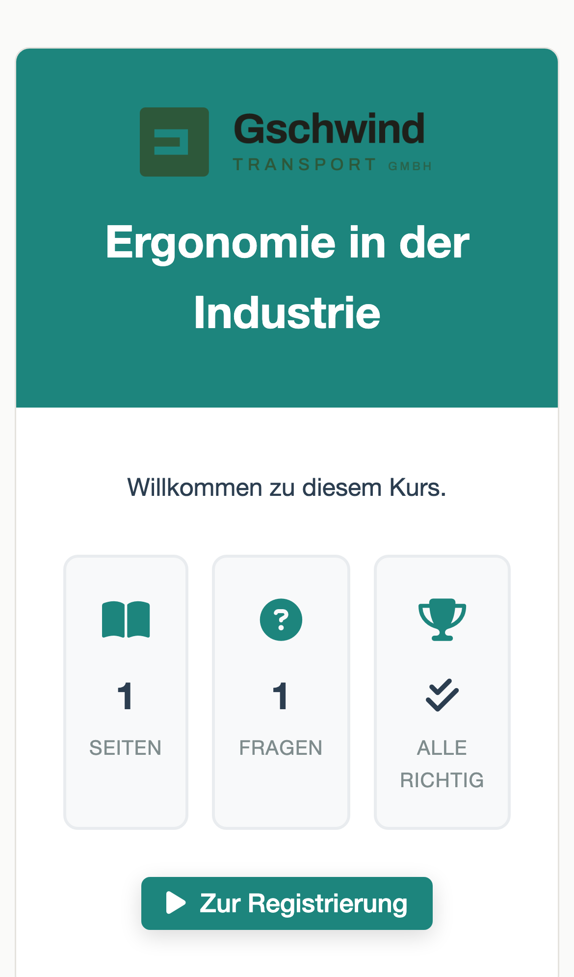 Kursstart auf dem Smartphone